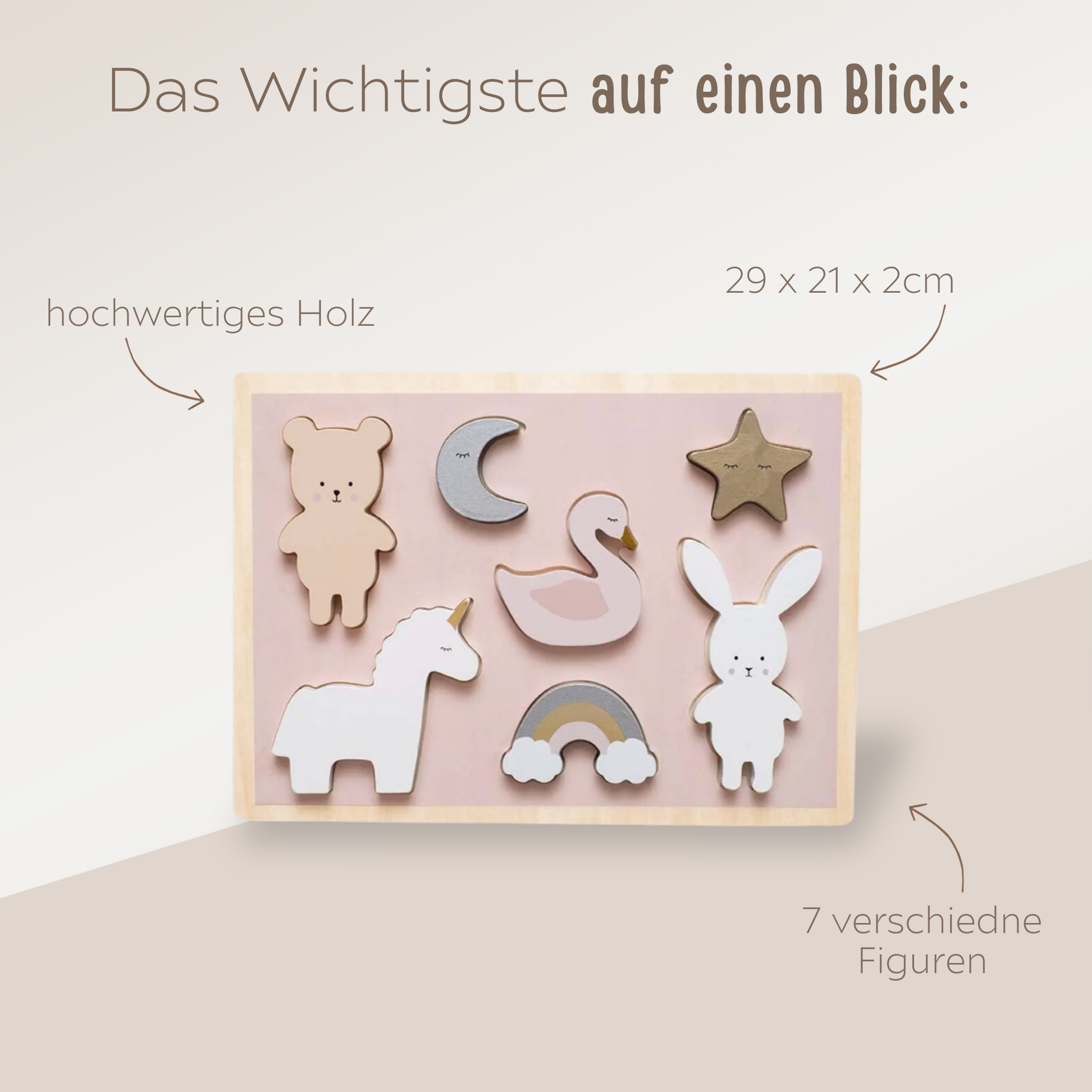 JABADABADO Steckpuzzle personalisiert - Safari, Dino & Einhorn