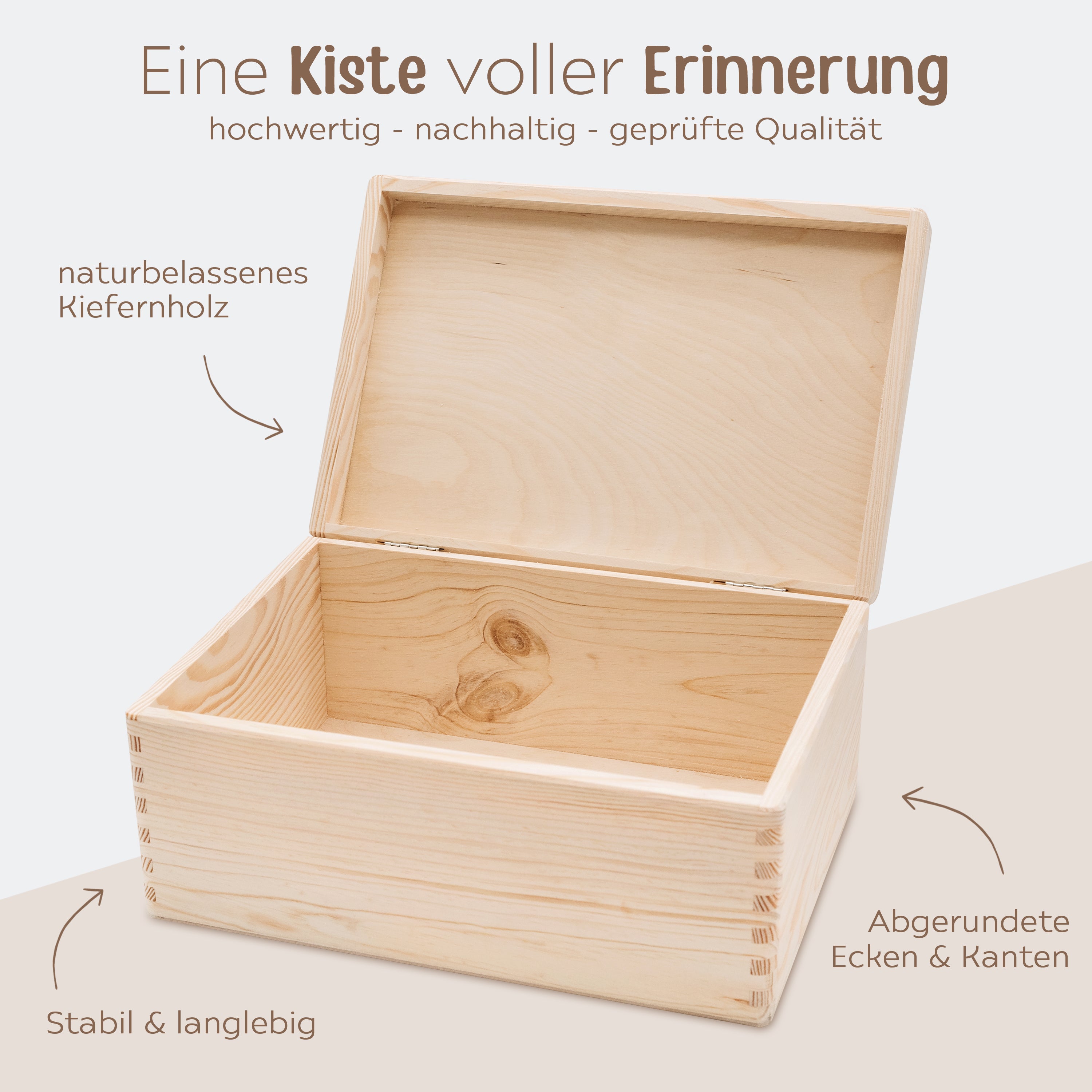 Erinnerungsbox Holz mit Wunschdaten – Lebensabschnitte