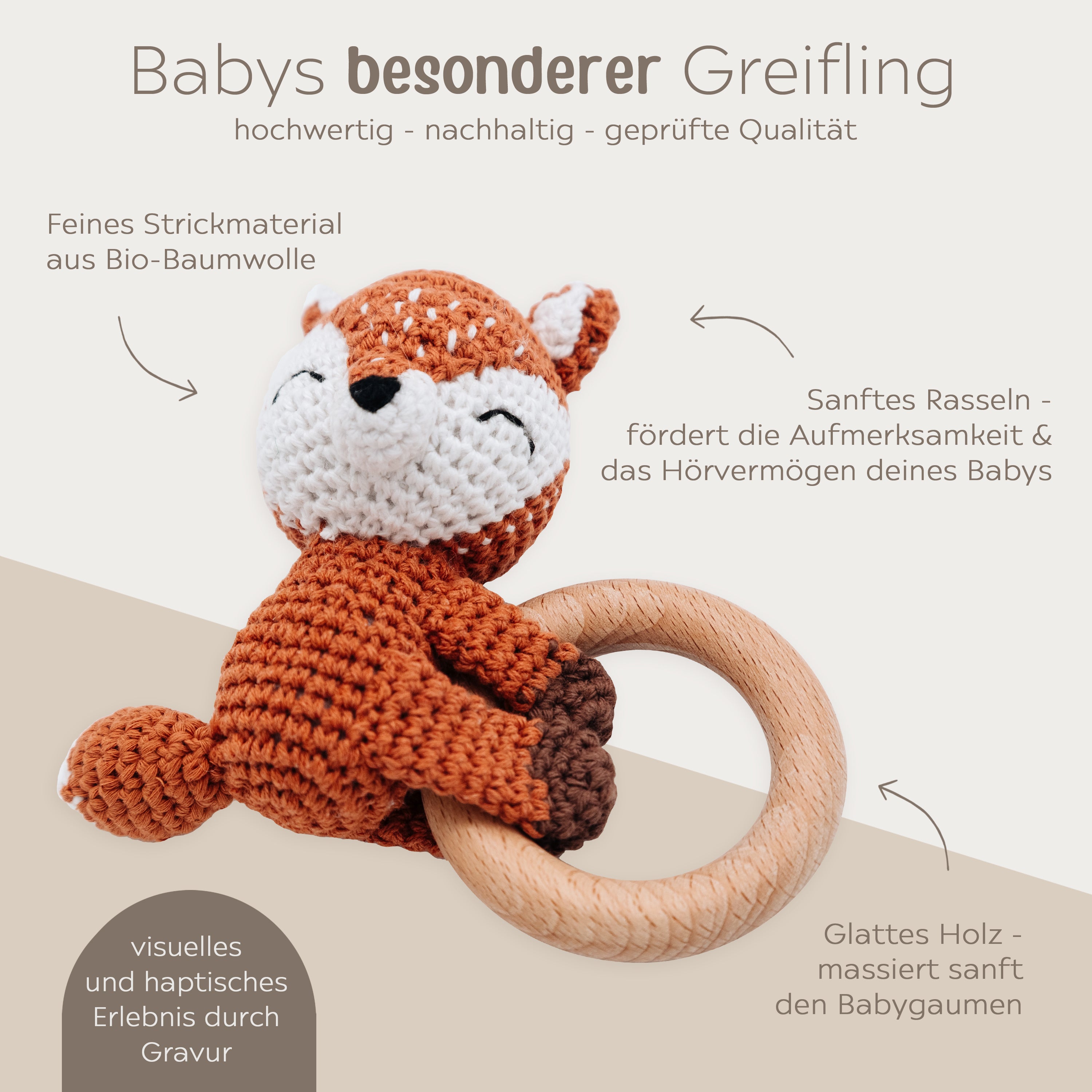 Babyrassel personalisiert - Otter, Fuchs, Löwe, Dino