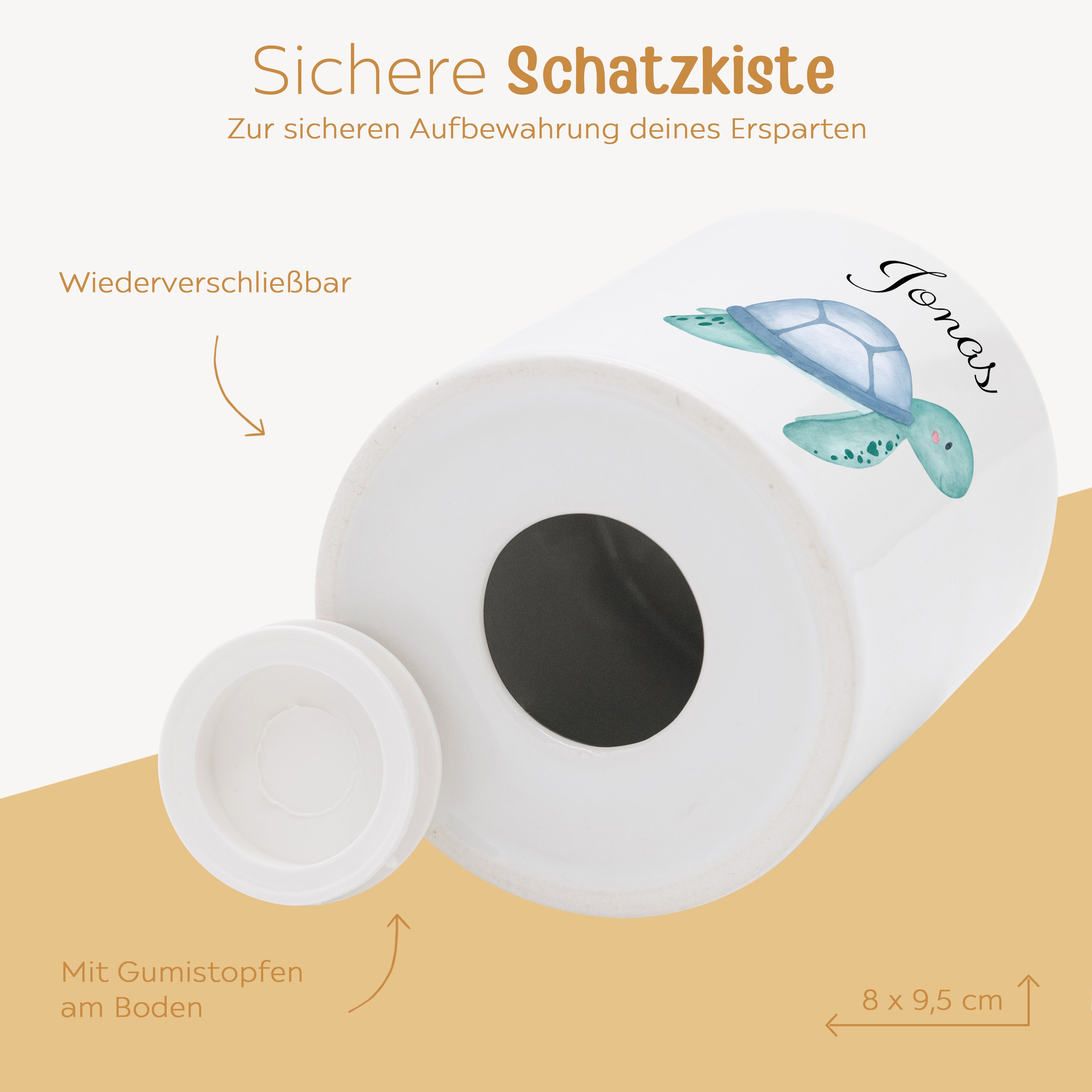 Spardose Keramik personalisiert - Meerestier Aquarell