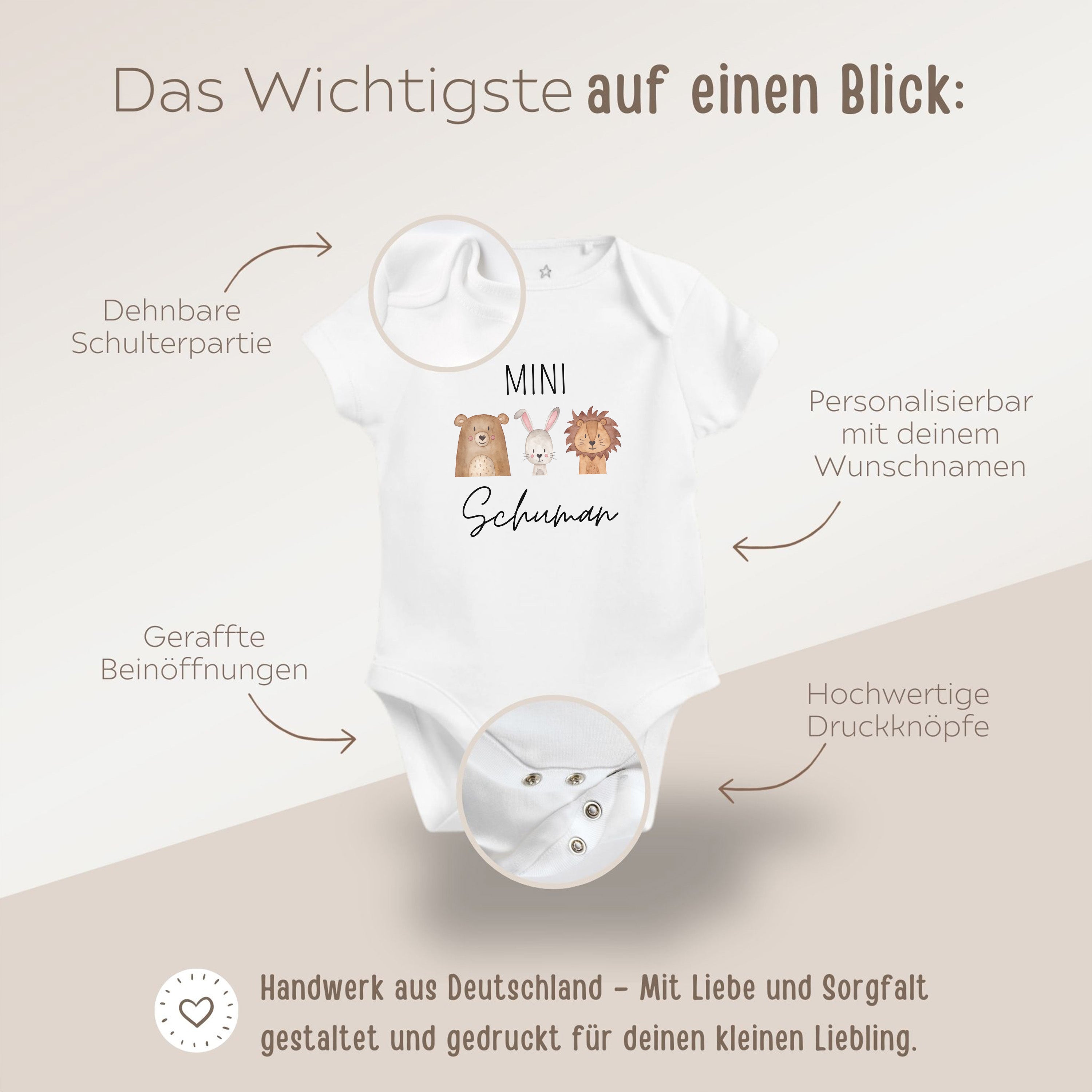 Baby Body "Mini Nachname" Tiere personalisiert