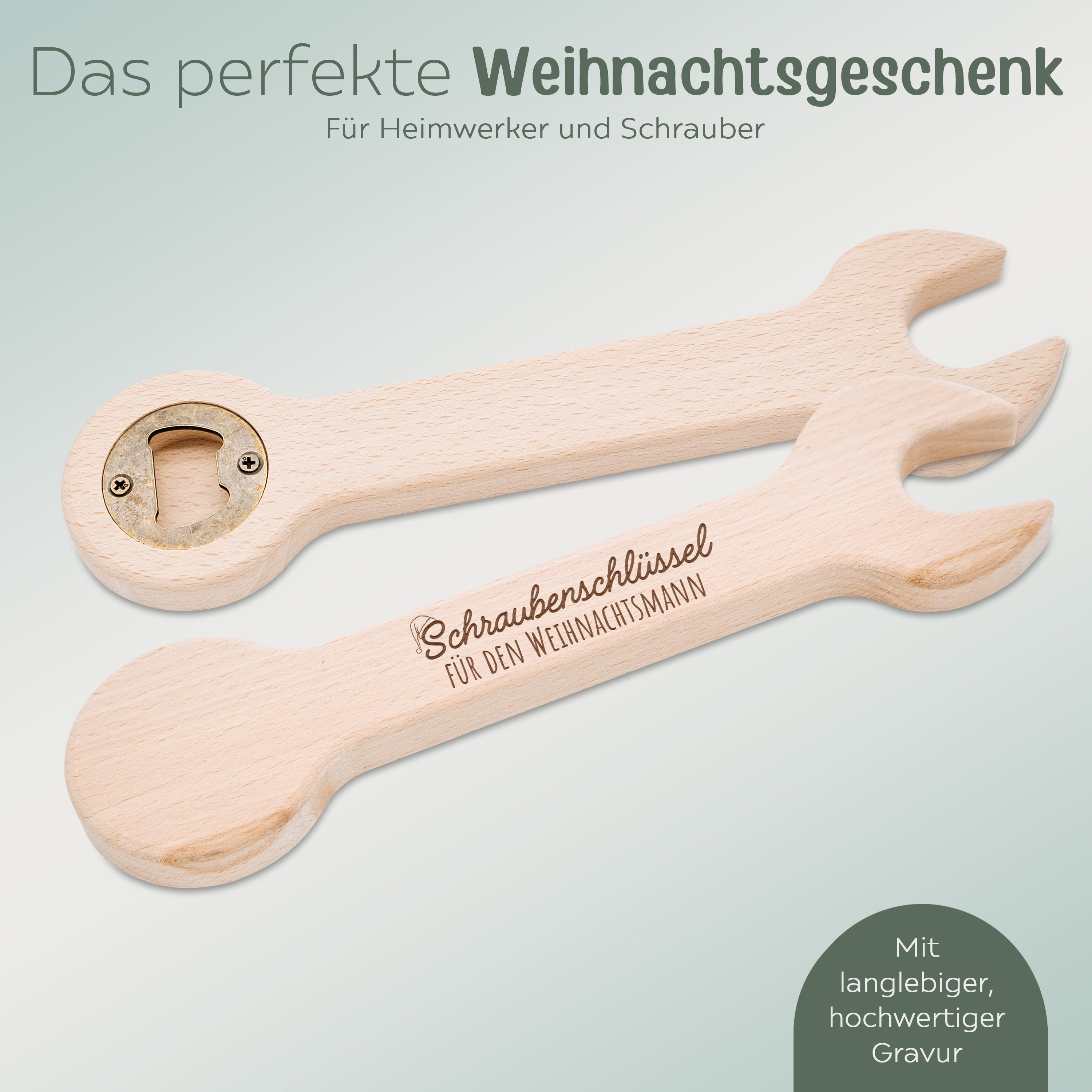 Flaschenöffner Schraubenschlüssel Holz - Weihnachtsmann