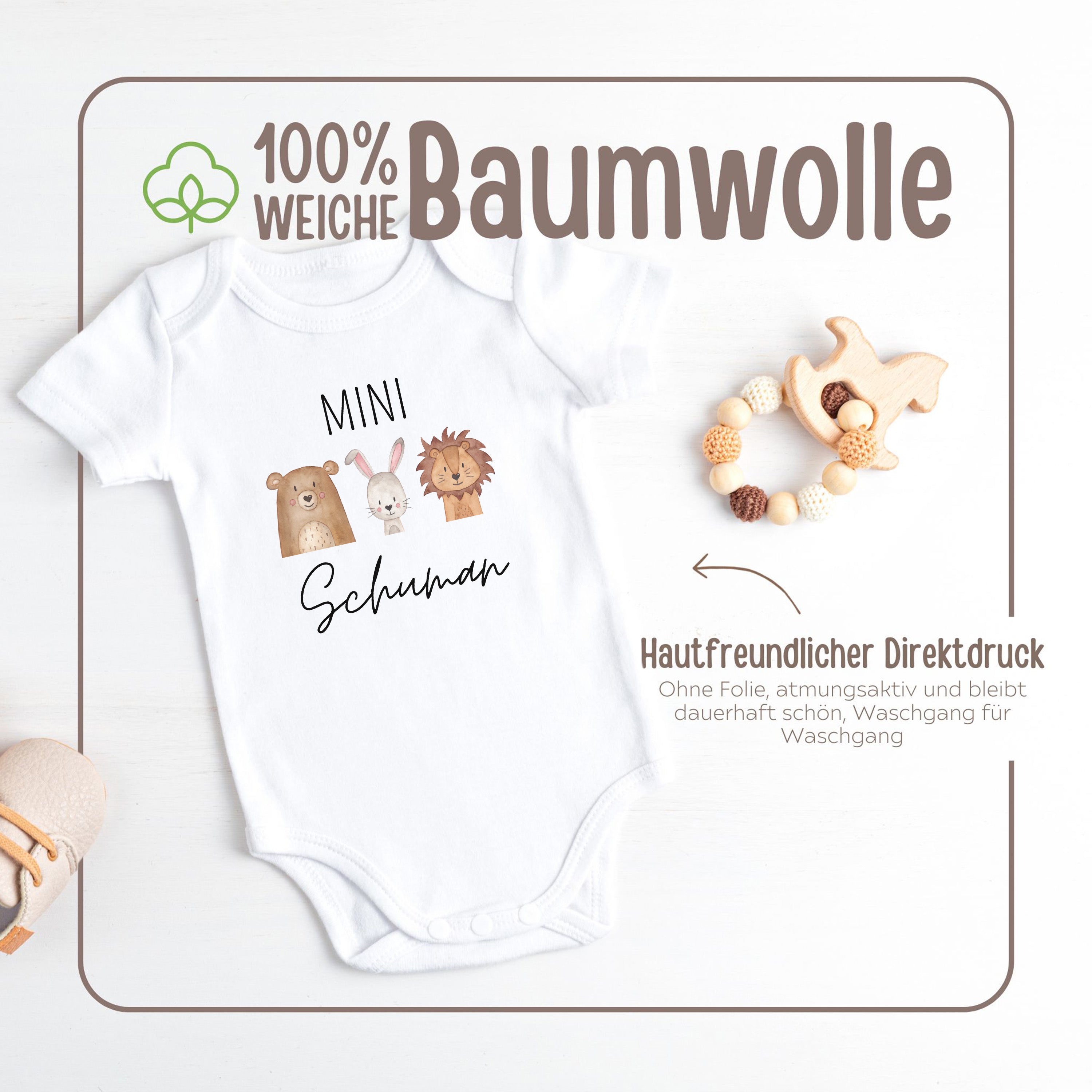 Baby Body "Mini Nachname" Tiere personalisiert