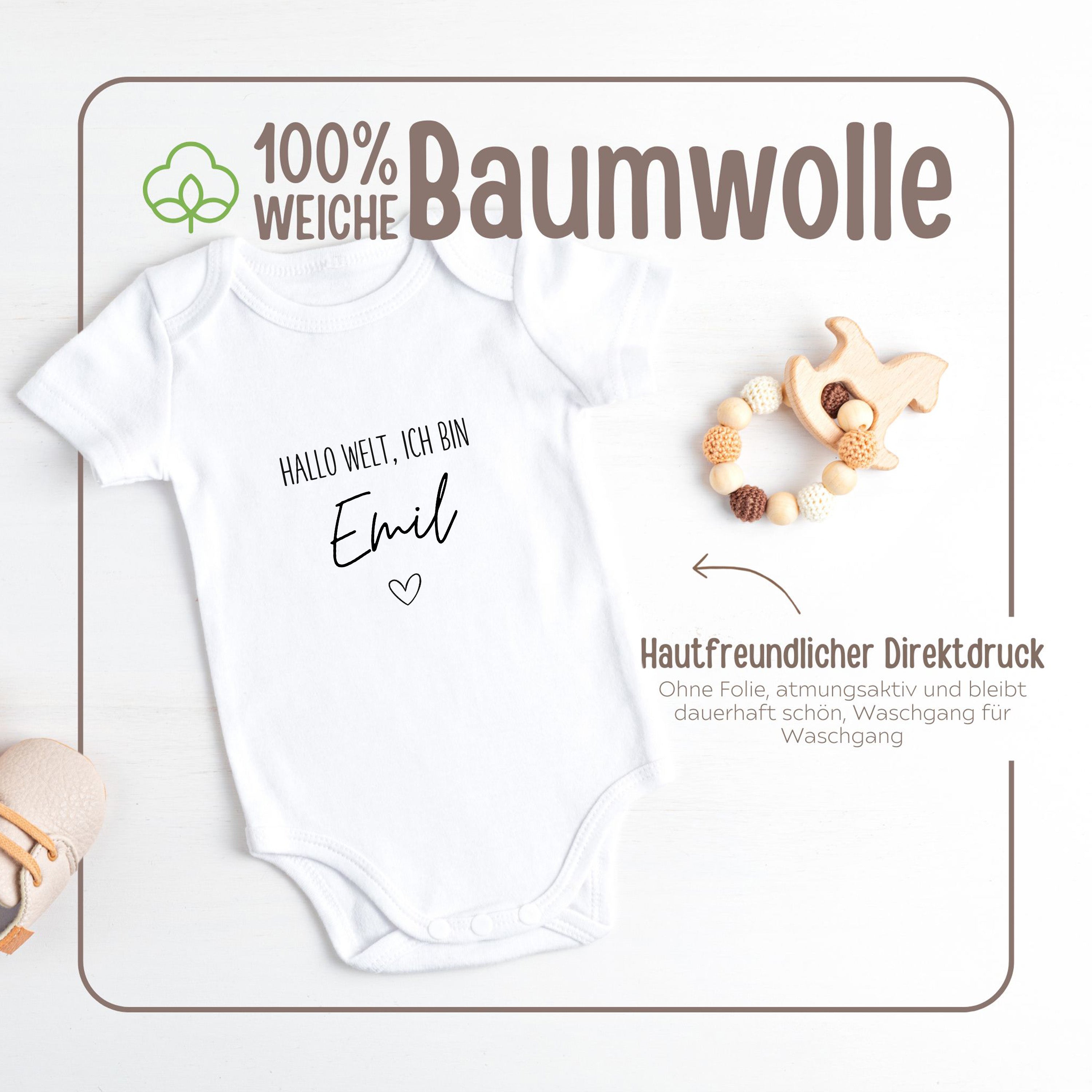 Baby Body "Hallo Welt" personalisiert