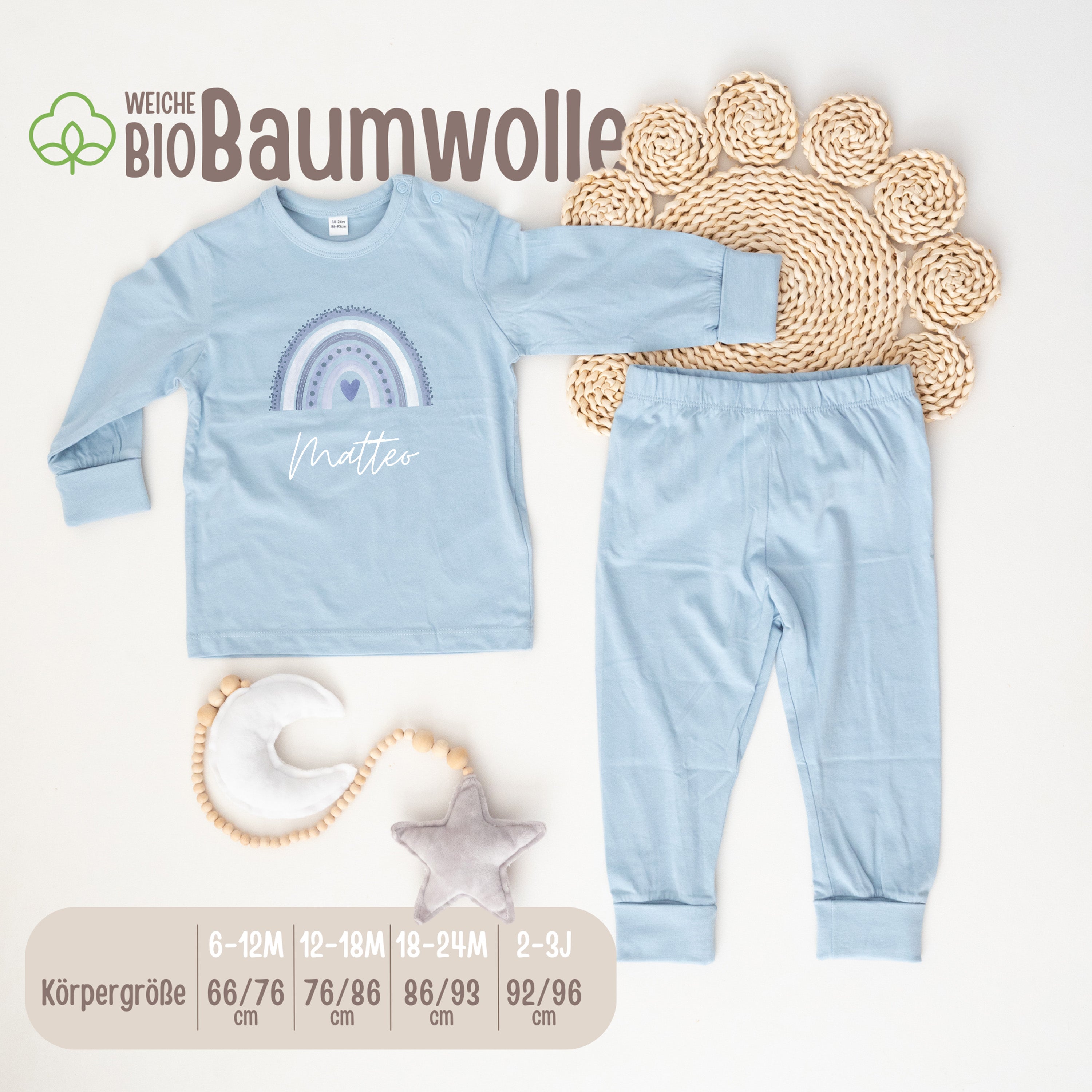 Baby Pyjama "Regenbogen" personalisiert