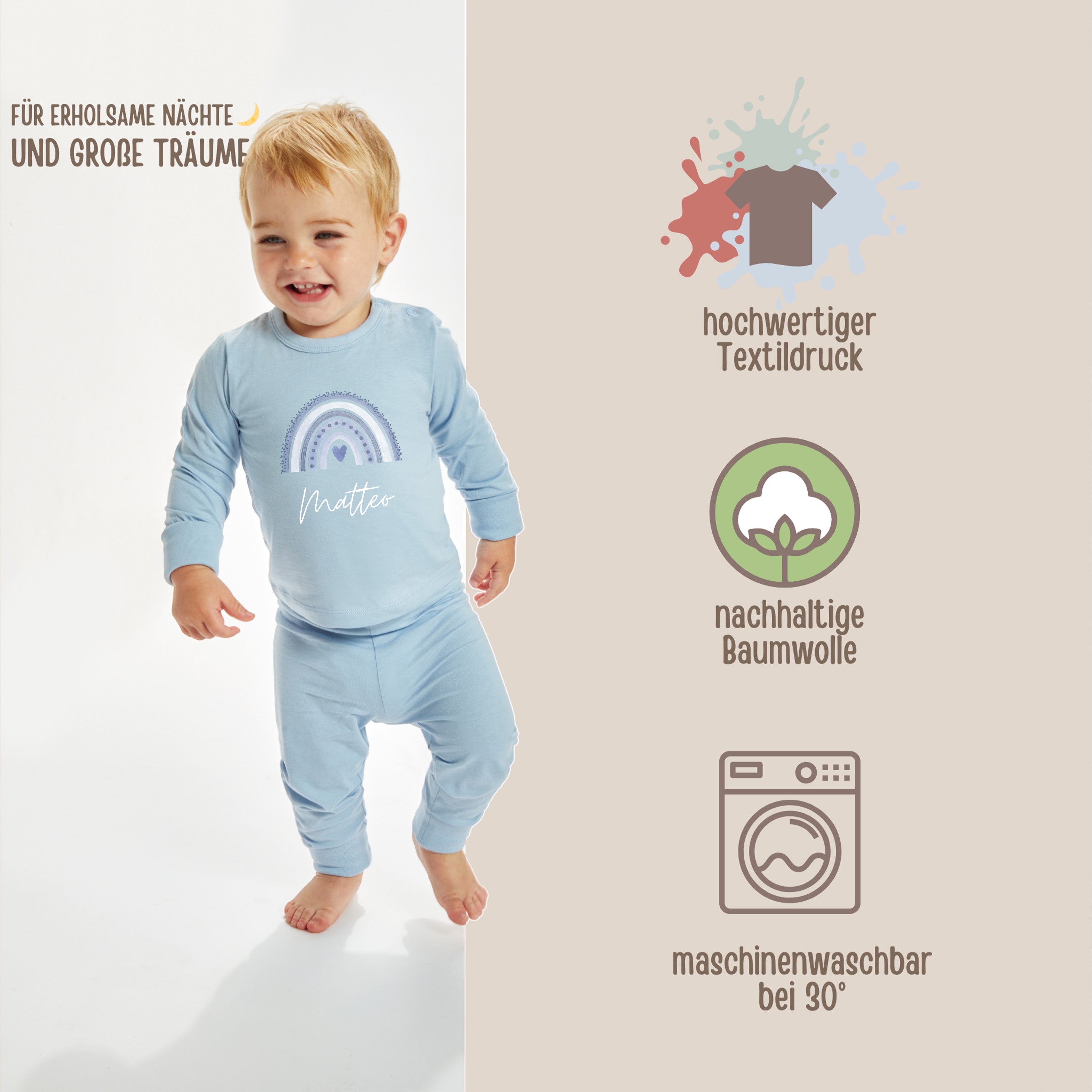 Baby Pyjama "Regenbogen" personalisiert