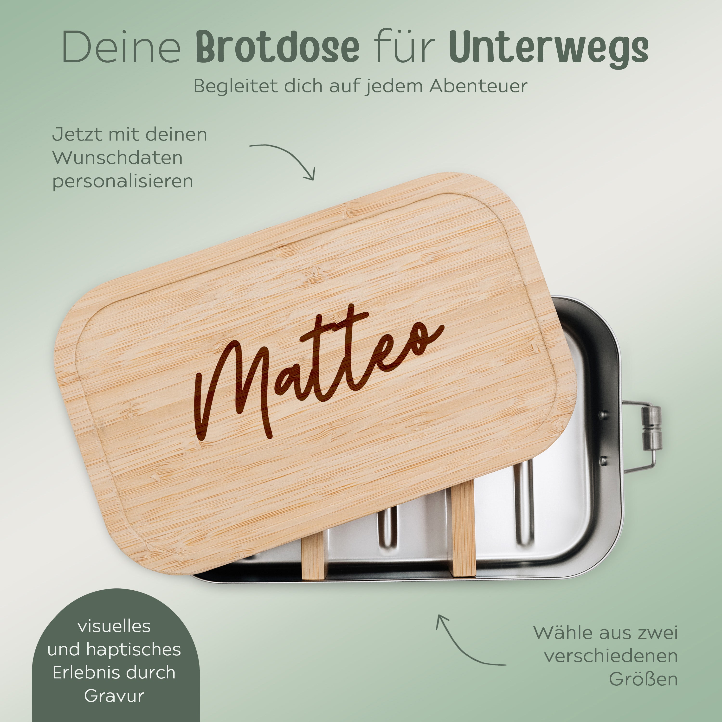 Brotdose Edelstahl personalisiert - Name Gravur