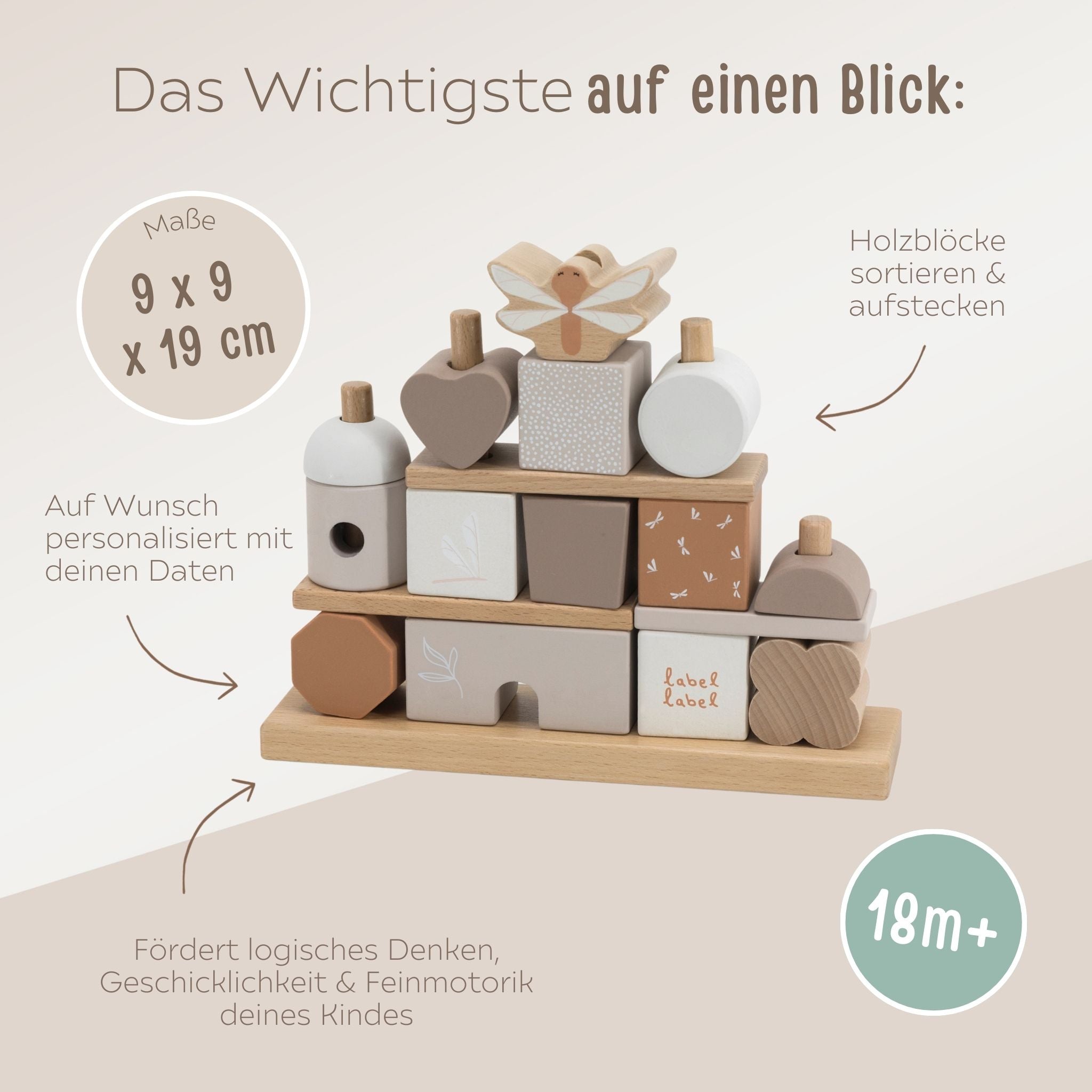 LABEL LABEL Stapelhaus Holz personalisiert - beige