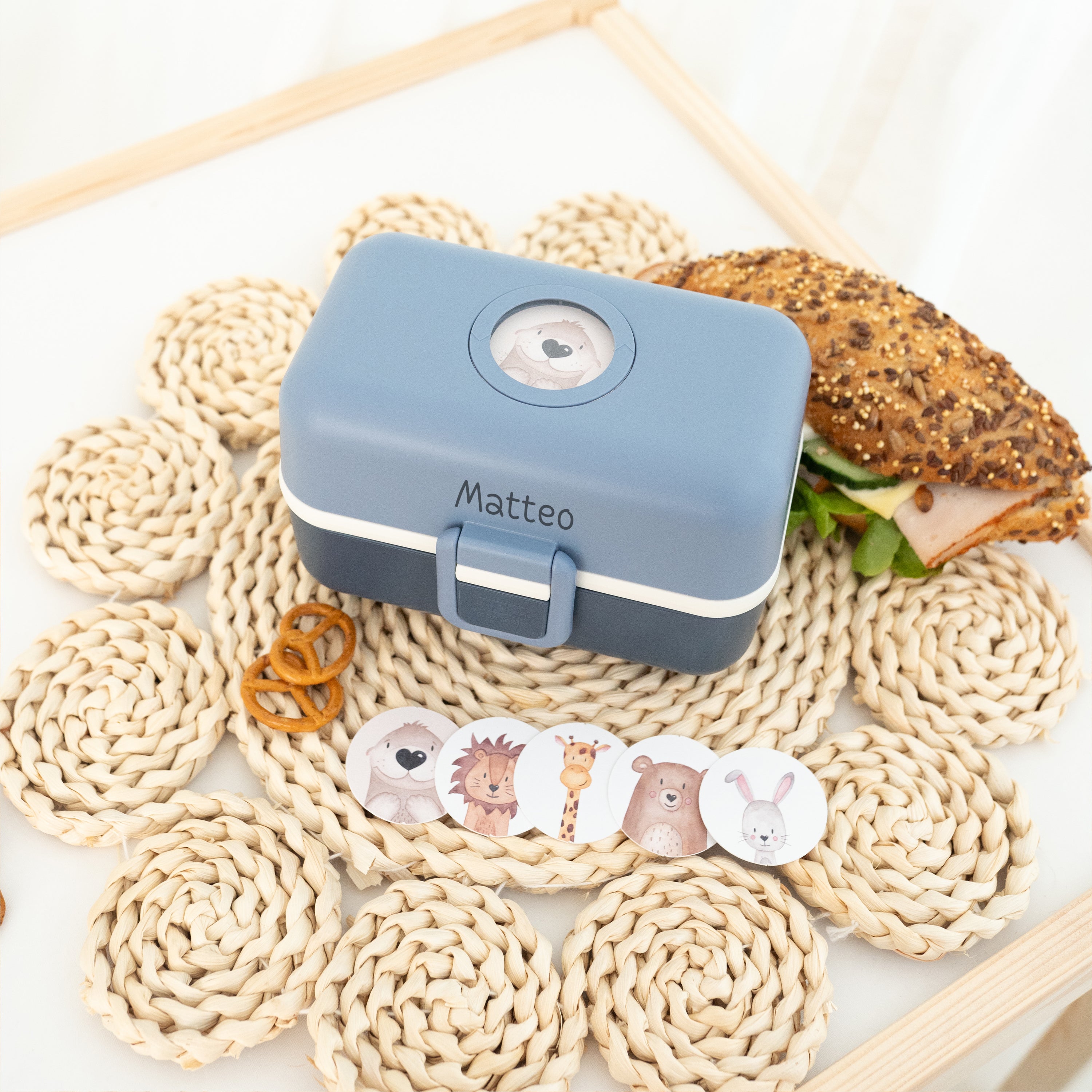 MONBENTO Tresor Lunchbox Uni mit Tierplättchen personalisiert