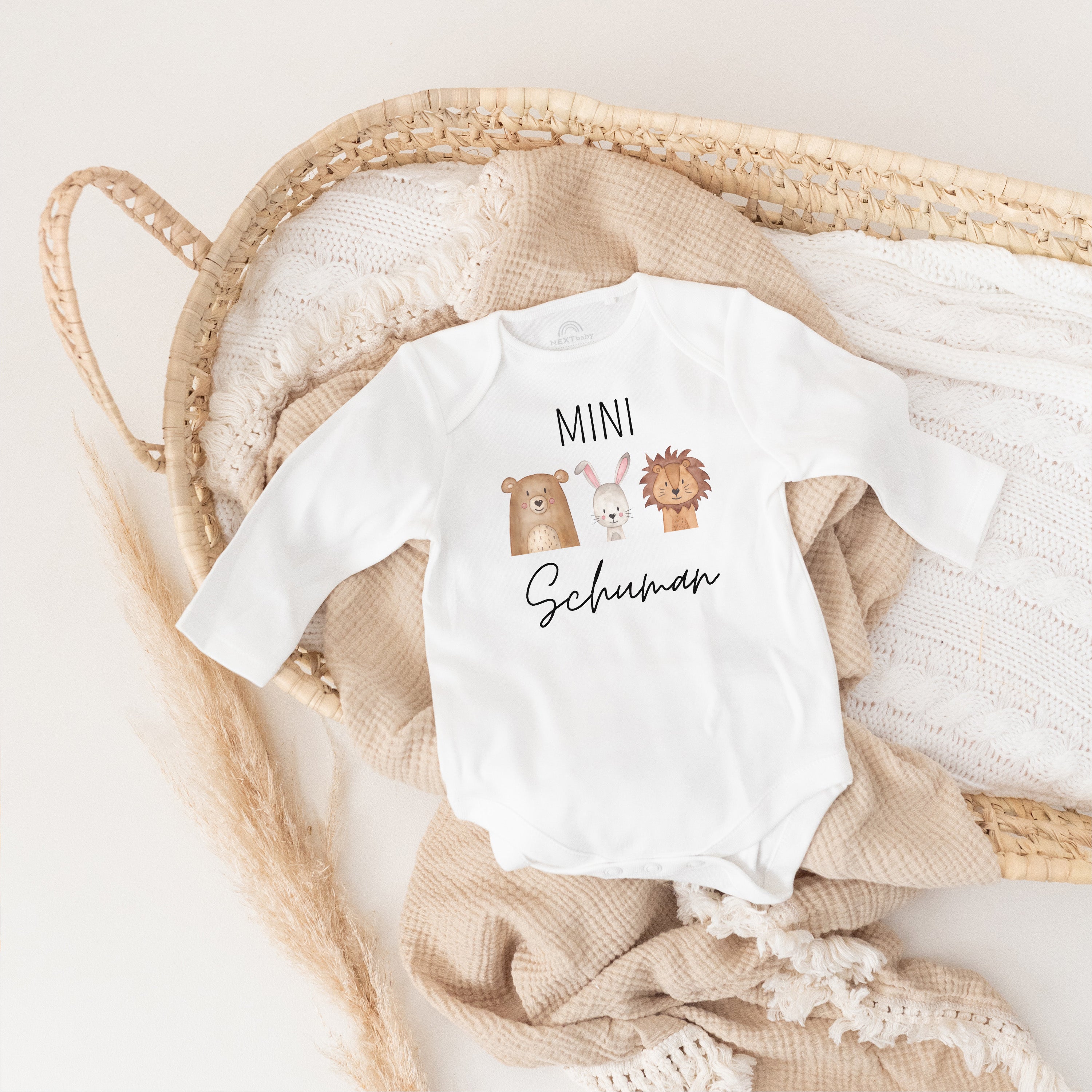 Baby Body "Mini Nachname" Tiere personalisiert