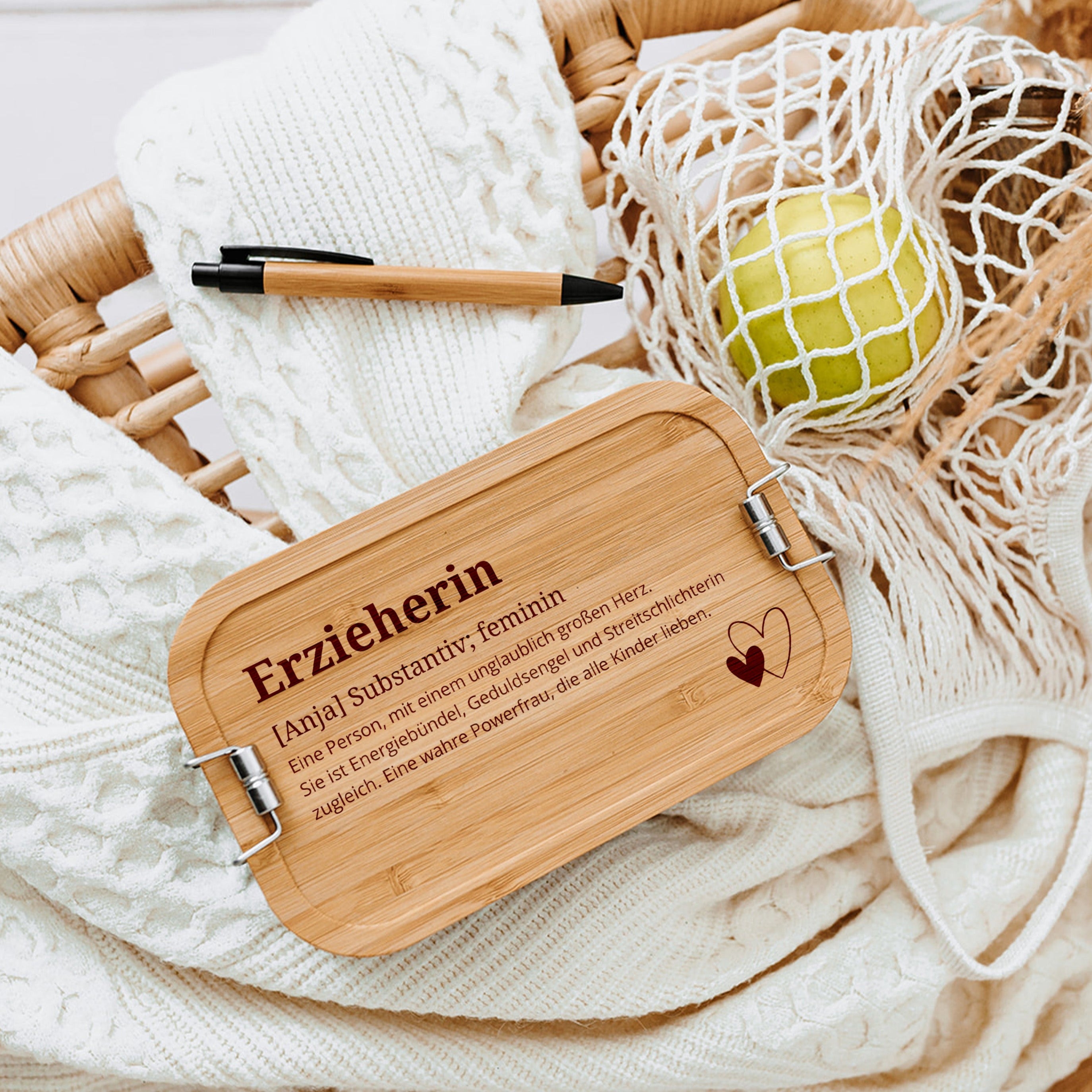 Brotdose Edelstahl personalisiert - Erzieherin Definition Gravur