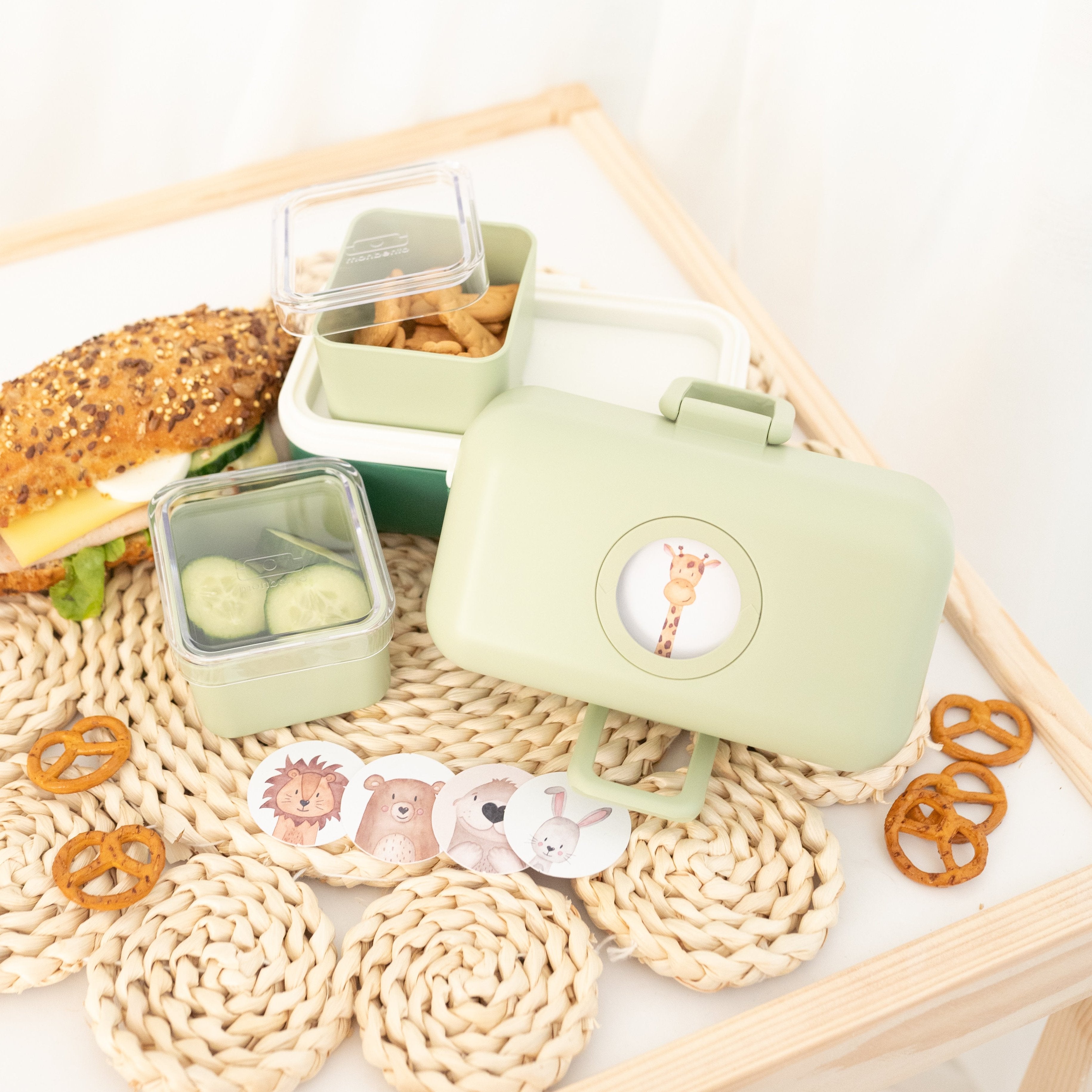 MONBENTO Tresor Lunchbox Uni mit Tierplättchen personalisiert