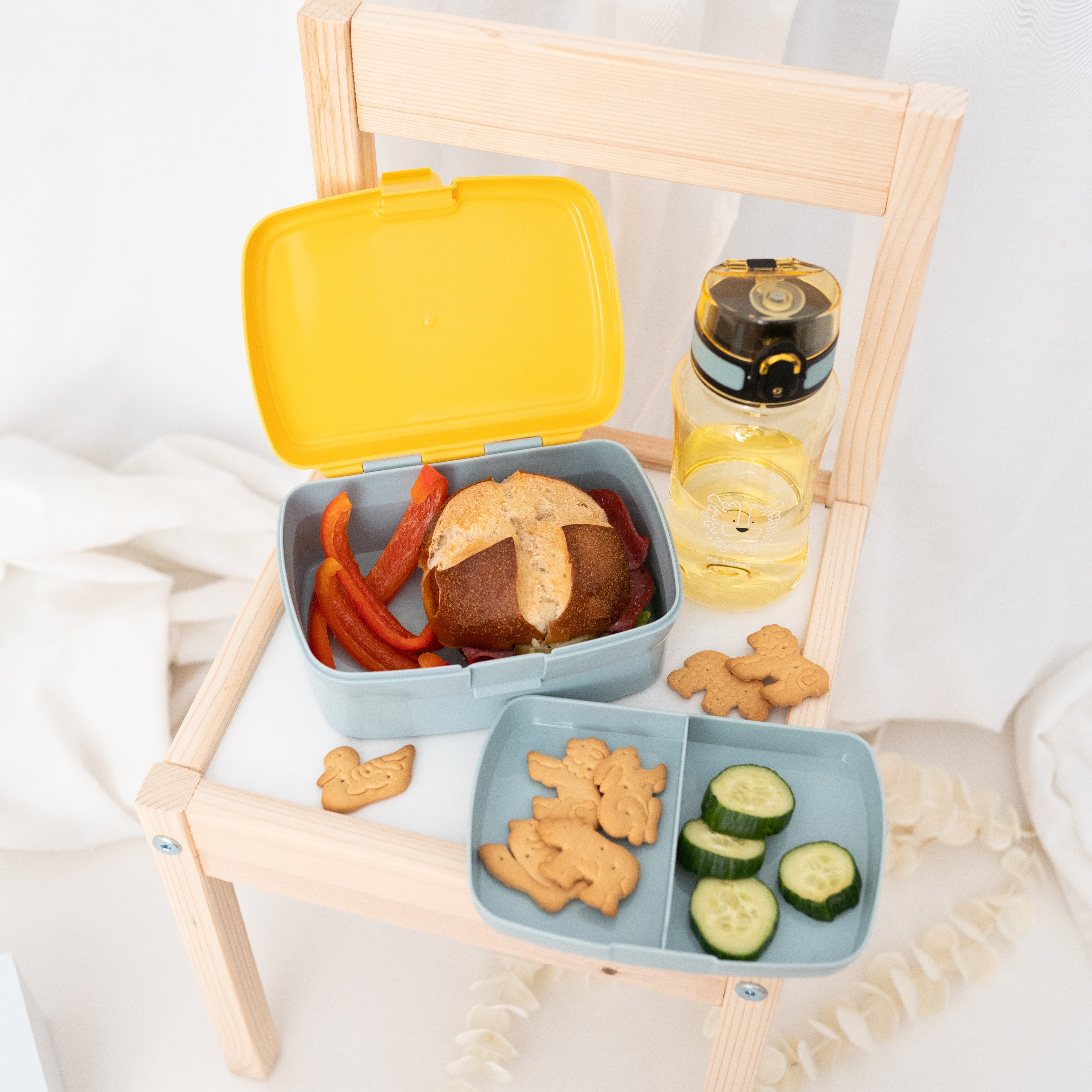 LÄSSIG Set Trinkflasche & Lunchbox - Löwe