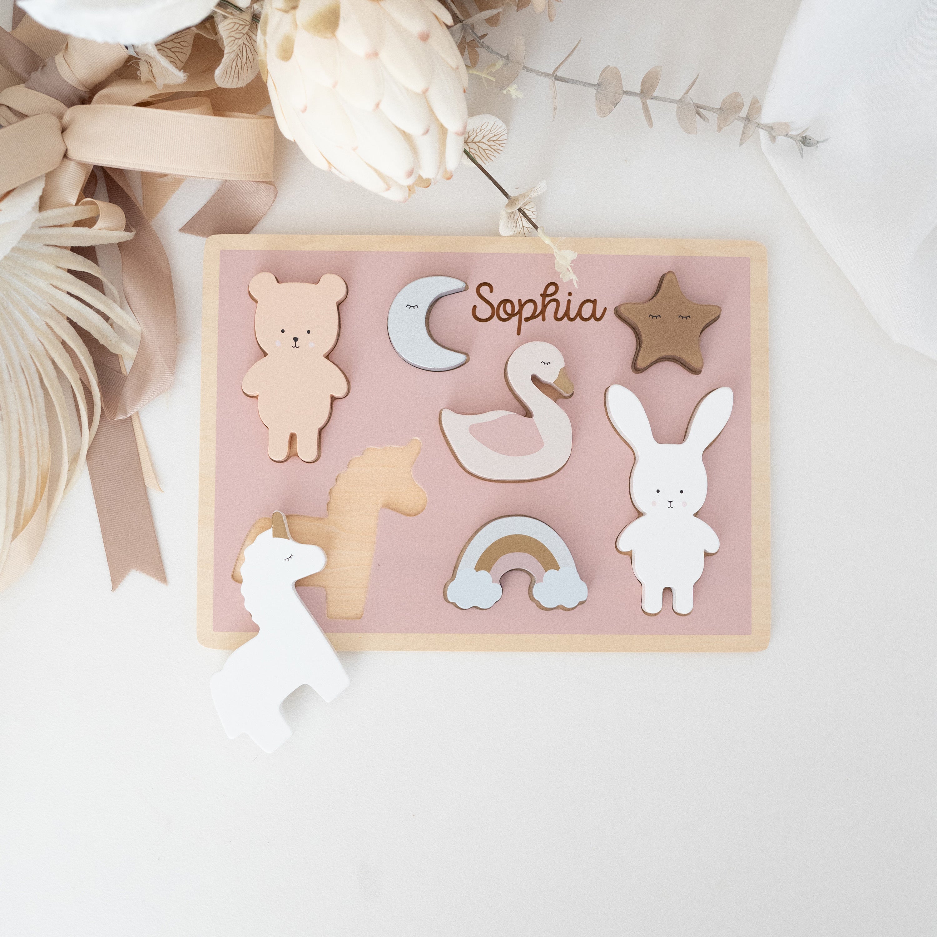 JABADABADO Steckpuzzle personalisiert - Safari, Dino & Einhorn