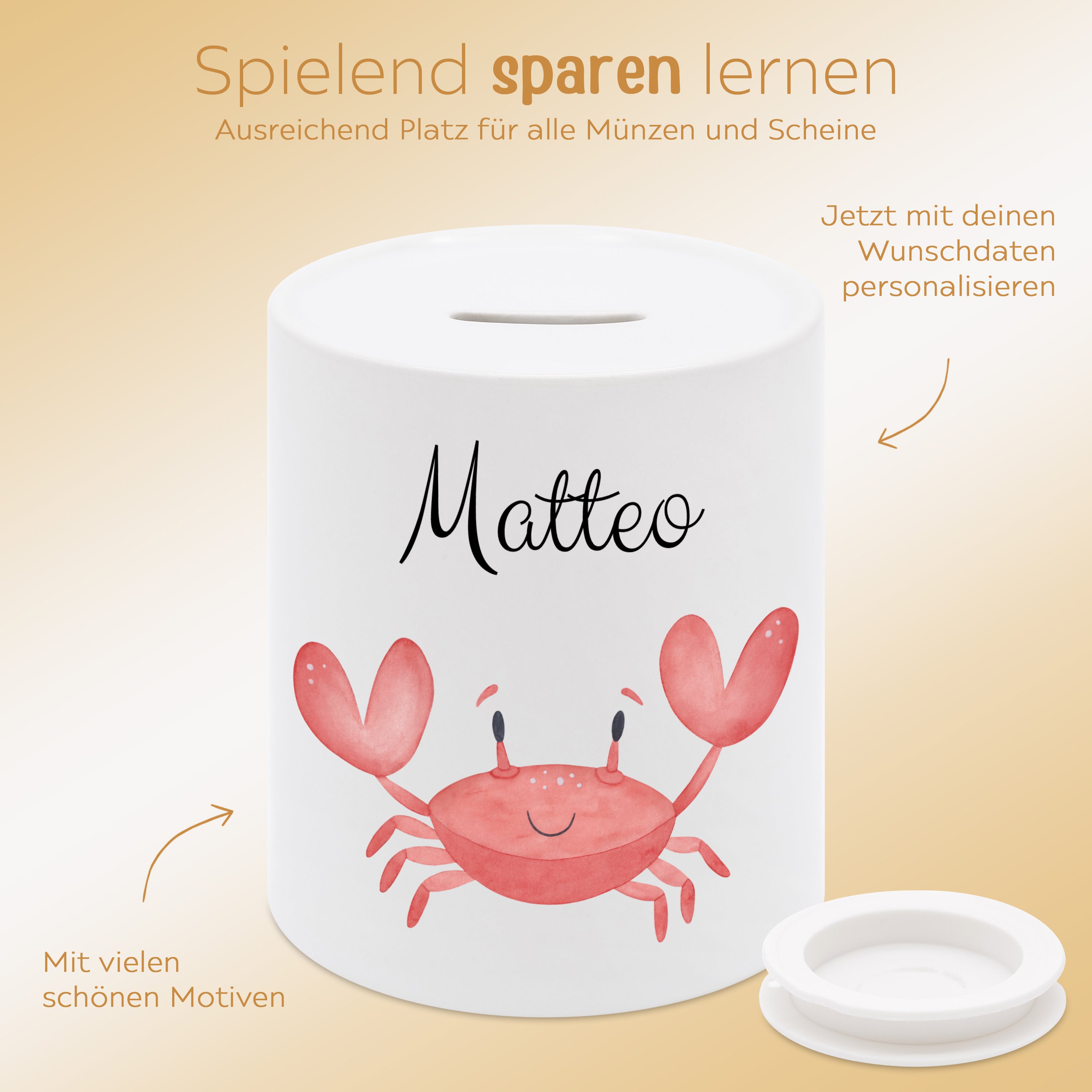 Spardose Keramik personalisiert - Meerestier Aquarell