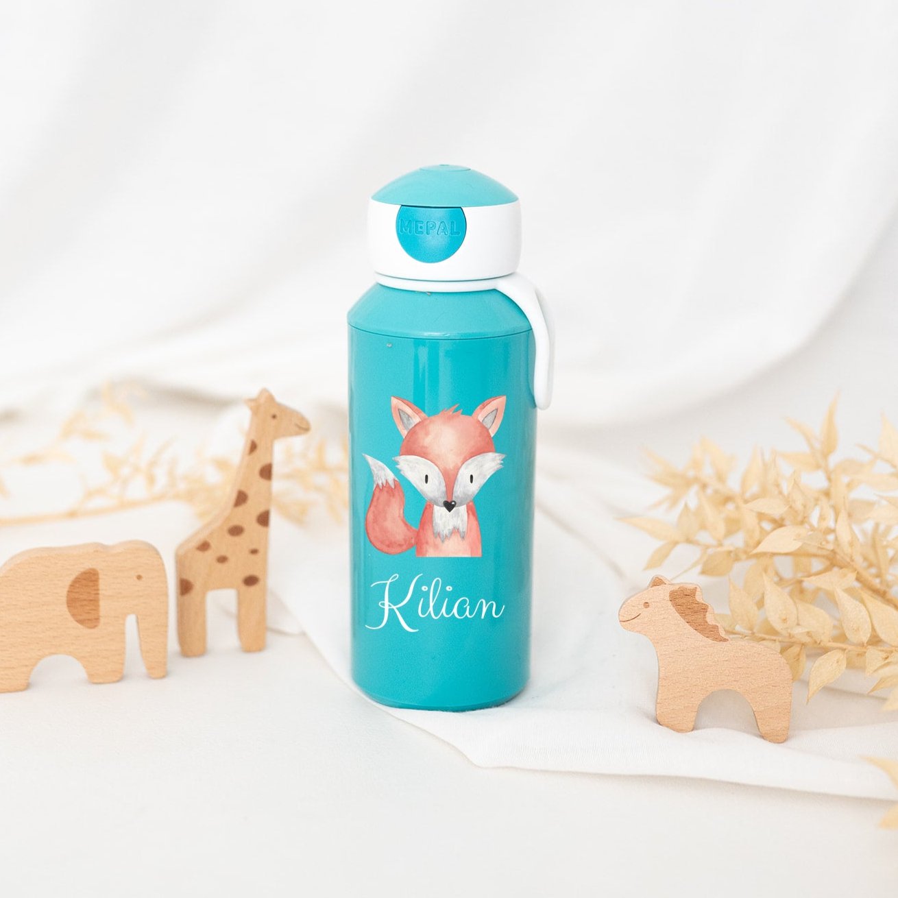 MEPAL Kinder Trinkflasche personalisiert - Tier Aquarell