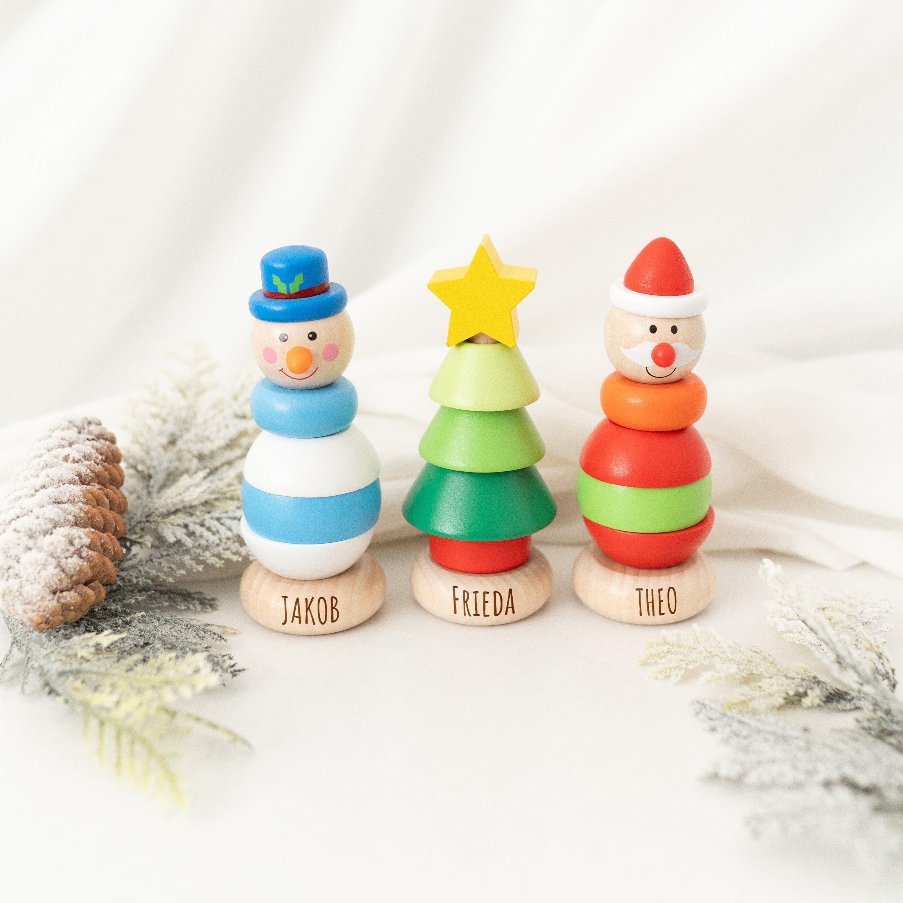 SMALL FOOT Mini Stapelturm "Weihnachten" personalisiert