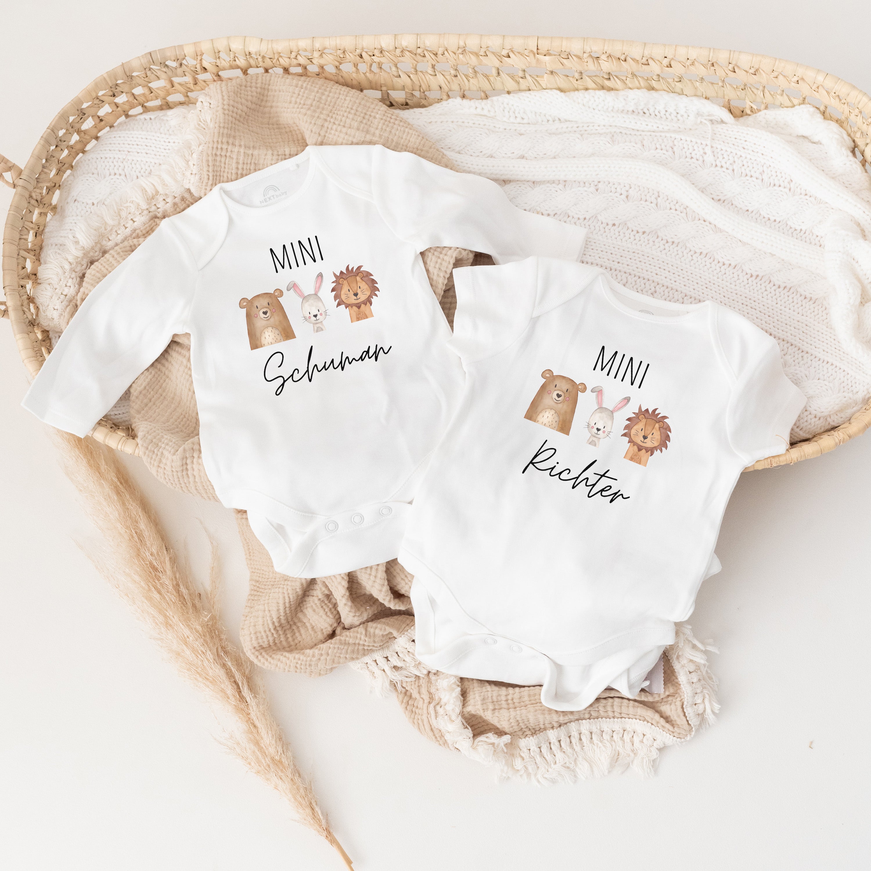 Baby Body "Mini Nachname" Tiere personalisiert