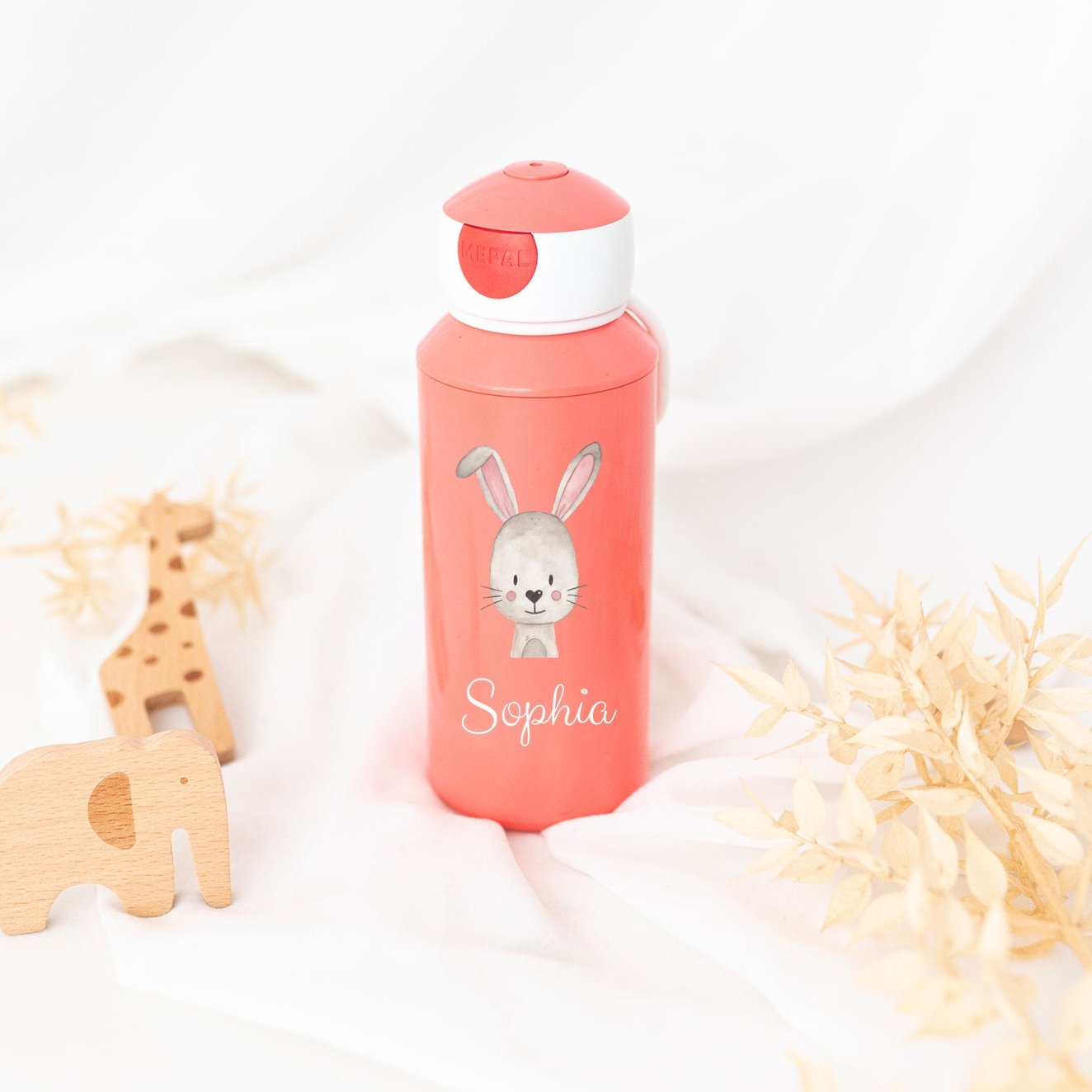 MEPAL Kinder Trinkflasche personalisiert - Tier Aquarell