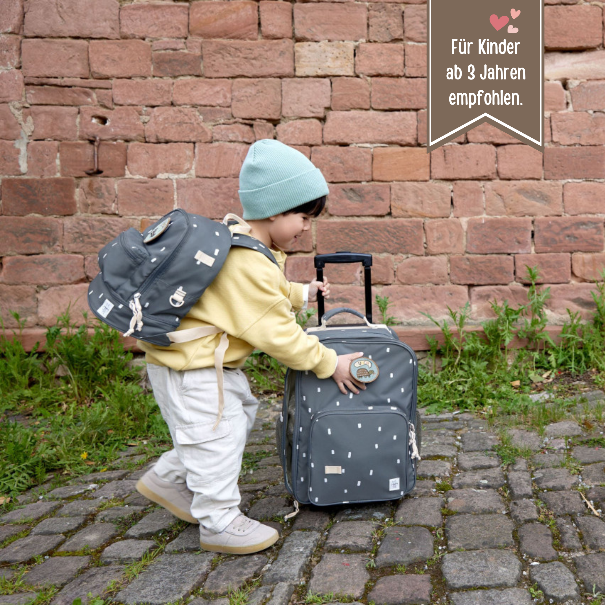 LÄSSIG Kinder Koffer "Punkte" personalisierbar