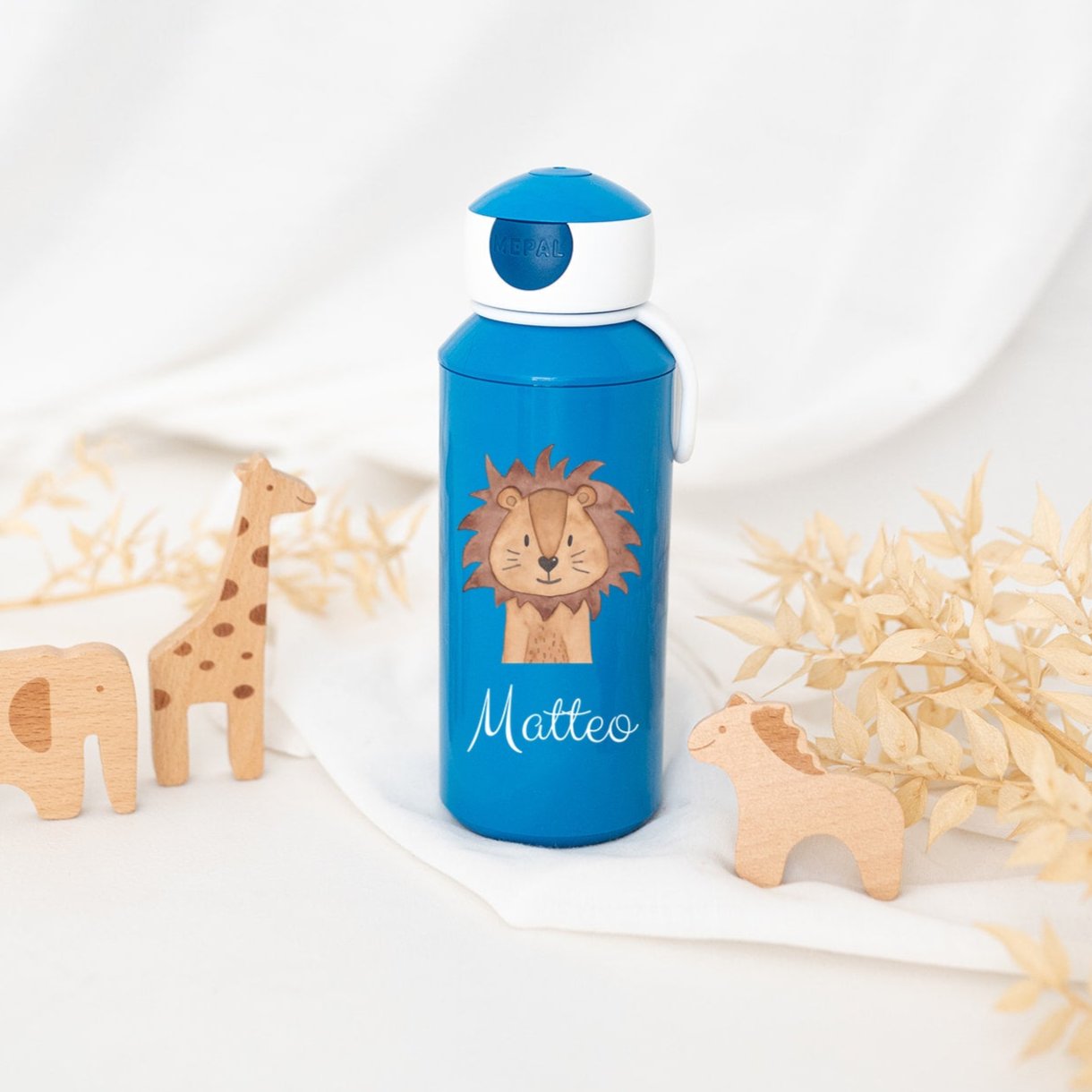 MEPAL Kinder Trinkflasche personalisiert - Tier Aquarell