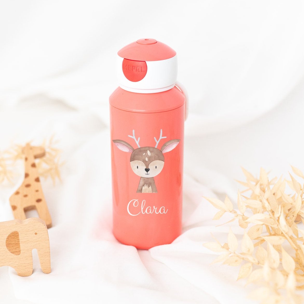 MEPAL Kinder Trinkflasche personalisiert - Tier Aquarell