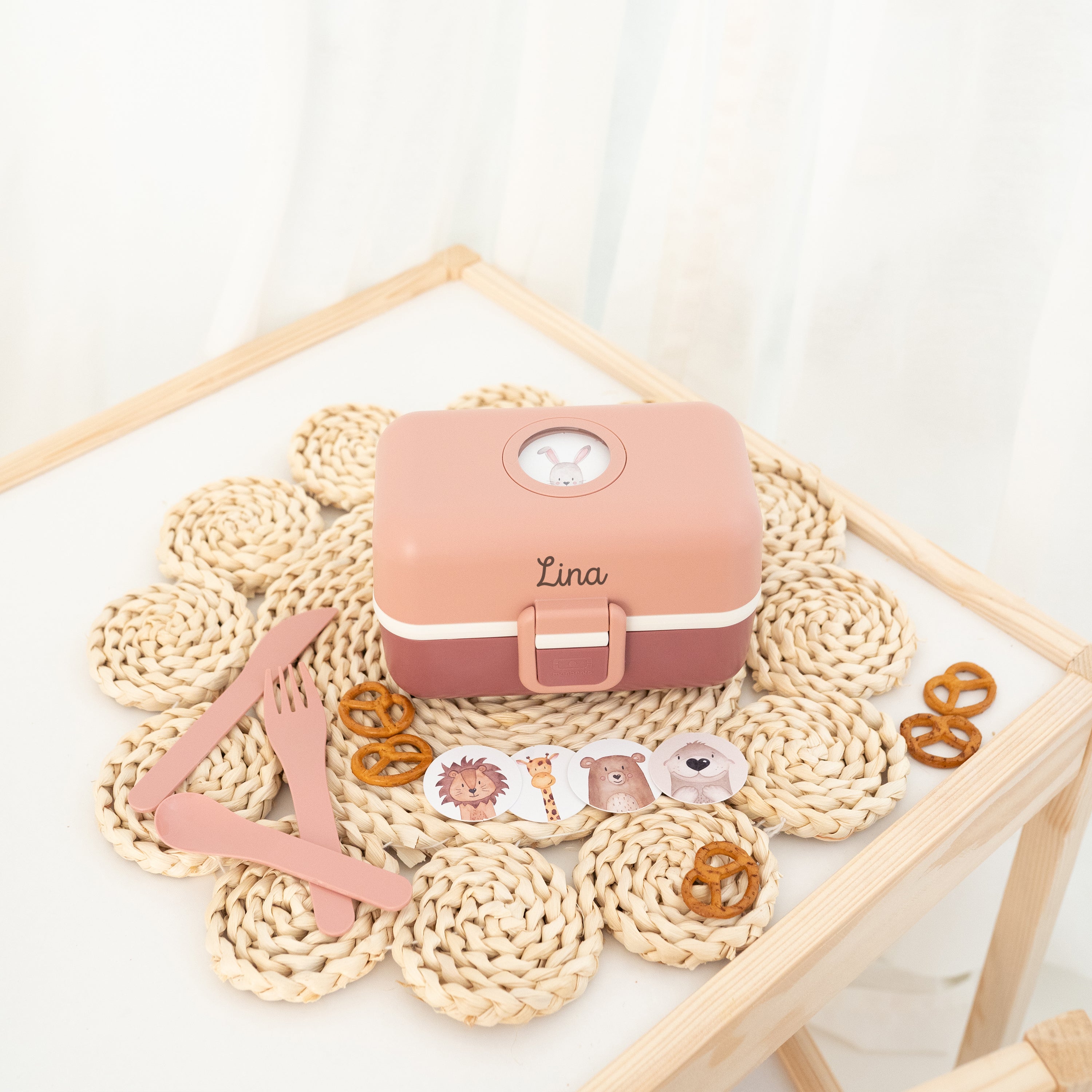 MONBENTO Tresor Lunchbox Uni mit Tierplättchen personalisiert