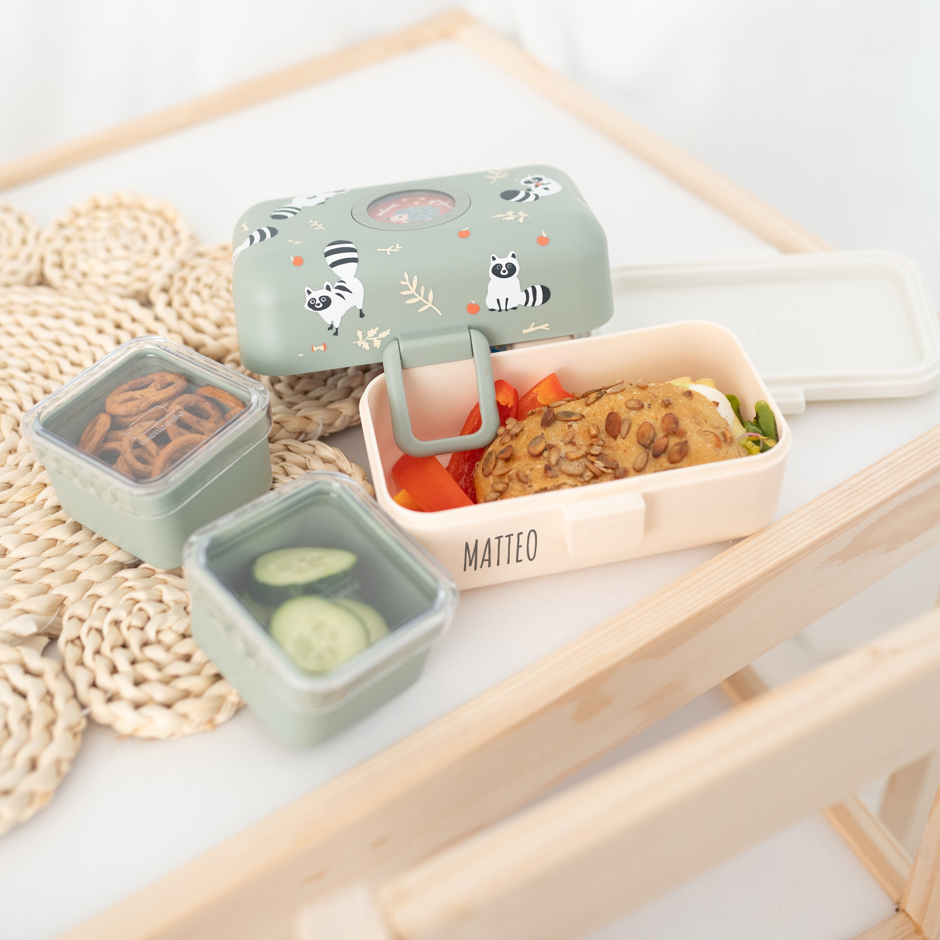 MONBENTO Tresor Lunchbox personalisiert - Waschbär & Fuchs